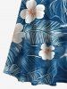 Tenue de plage hawaïenne assortie grande taille à imprimé tropical, motif hibiscus et fleurs marines, pour couples - Bleu Ciel 