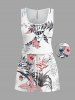 Matching Hawaii Shirt and Romper Plus Size Beach Outfit Tropical Leaf Hibiscus Printed for Couples -  