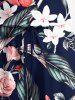 Ensemble chemise et barboteuse hawaïennes assorties, grande taille, imprimé feuilles tropicales et fleurs d'hibiscus, pour couples - Noir 