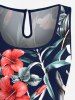 Ensemble chemise et barboteuse hawaïennes assorties, grande taille, imprimé feuilles tropicales et fleurs d'hibiscus, pour couples - Noir 