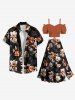 Ombre Flower Branch Print Plus Size Matching Hawaii Beach Outfit For Couples -  