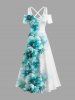 Ombre Flowers Leaf Print Plus Size Matching Hawaii Beach Outfit For Couples -  