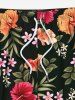 Plus Size Tropical Leaf Hibiscus Flower Print Hawaii Drawstring Pocket Beach Shorts For Men -  