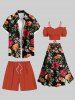 Plus Size Solid Drawstring Pockets Hawaii Beach Shorts For Men -  