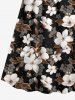 Plus Size Ombre Flower Leaf Print Surplice A Line Cami Dress -  