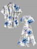 Plus Size Building Flower Print Hawaii Split Pocket A Line Midi Dress -  
