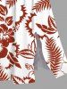 Plus Size Tropical Leaf Hibiscus Flower Print Hawaii Split Pocket A Line Midi Dress -  