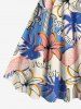 Robe trapèze hawaïenne grande taille à imprimé cocotier, hibiscus, fleurs, ananas, cactus - Bleu clair L