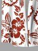 Plus Size Tropical Leaf Hibiscus Flower Print Hawaii Button Pocket Shirt For Men -  