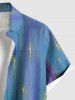 Plus Size Glitter Ombre Meteor Print Hawaii Button Pocket Shirt For Men -  