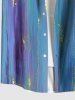 Plus Size Glitter Ombre Meteor Print Hawaii Button Pocket Shirt For Men -  
