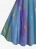 Plus Size Glitter Ombre Meteor Print Hawaii A Line Tank Dress -  