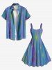 Plus Size Glitter Ombre Meteor Print Hawaii A Line Tank Dress -  