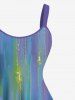 Plus Size Glitter Ombre Meteor Print Hawaii A Line Tank Dress -  