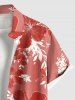 Plus Size Hibiscus Flower Leaf Branch Print Hawaii Button Pocket Shirt For Men -  