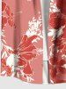 Plus Size Hibiscus Flower Leaf Branch Print Hawaii Button Pocket Shirt For Men -  