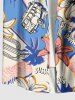 Plus Size Coconut Tree Hibiscus Flower Bus Pineapple Cactus Print Hawaii Button Pocket Shirt For Men -  