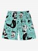 Short de plage hawaïen grande taille pour homme, imprimé tête de mort, sirène, étoile, ancre, nœud papillon - Vert XL