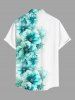 Plus Size Ombre Flowers Leaf Print Buttons Pocket Hawaii Shirt For Men -  