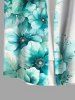 Plus Size Ombre Flowers Leaf Print Buttons Pocket Hawaii Shirt For Men -  