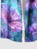 Chemise hawaïenne grande taille à imprimé fleurs d'hibiscus et tie-dye Galaxy, boutons et poches, pour homme - Bleu 3XL