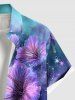 Plus Size Galaxy Tie Dye Hibiscus Flowers Print Buttons Pocket Hawaii Shirt For Men -  