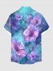 Plus Size Galaxy Tie Dye Hibiscus Flowers Print Buttons Pocket Hawaii Shirt For Men -  