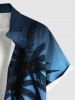 Chemise hawaïenne grande taille à imprimé cocotiers, soleil, oiseaux et boutons avec poches pour homme - Bleu M