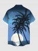 Plus Size Coconut Tree Sun Bird Print Buttons Pocket Hawaii Shirt For Men -  