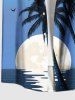 Plus Size Coconut Tree Sun Bird Print Buttons Pocket Hawaii Shirt For Men -  