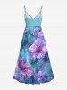 Plus Size Galaxy Tie Dye Hibiscus Flowers Print Surplice Hawaii Cami Dress -  
