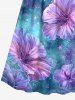 Robe camisole hawaïenne grande taille à imprimé fleurs d'hibiscus tie-dye galaxie - Bleu Ciel 3X