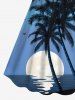 Robe hawaïenne cintrée grande taille à imprimé cocotiers, soleil et oiseaux - Bleu 4X