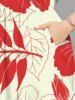 Robe mi-longue hawaïenne fendue à imprimé tropical et fleurs d'hibiscus, grande taille - Rouge L