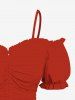 Plus Size Cinched Ruched Ruffles Cold Shoulder Cami Top -  