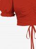 Plus Size Cinched Ruched Ruffles Cold Shoulder Cami Top -  