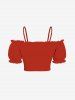 Plus Size Cinched Ruched Ruffles Cold Shoulder Cami Top -  