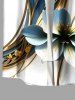 Plus Size Flowers Metallic Print Buttons Pocket Hawaii Shirt For Men -  