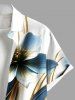 Chemise hawaïenne grande taille à imprimé floral métallisé et poches à boutons pour homme - Blanc 4XL