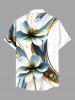 Chemise hawaïenne grande taille à imprimé floral métallisé et poches à boutons pour homme - Blanc 4XL