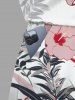 Plus Size Hibiscus Flowers Leaf Print Cinched Hawaii Romper -  