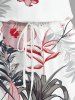 Plus Size Hibiscus Flowers Leaf Print Cinched Hawaii Romper -  