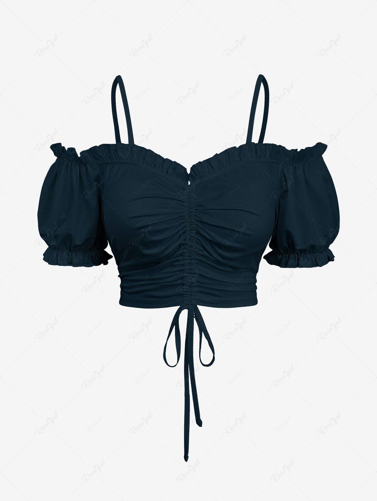 Shop Plus Size Cinched Ruched Ruffles Cold Shoulder Cami Top  