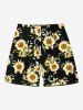 Sunflower Leaf Print Plus Size Matching Hawaii Beach Outfit For Couples -  