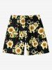 Sunflower Leaf Print Plus Size Matching Hawaii Beach Outfit For Couples -  