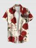 Tenue de plage hawaïenne assortie grande taille, motif rose, papillon, lettre, imprimé journal, pour couples - Rouge 