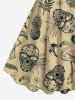 Pineapple Skulls Flowers Leaf Flamingo Print Plus Size Matching Hawaii Beach Outfit For Couples -  