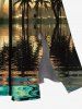 Coconut Tree Sea Reflection Cloud Print Plus Size Matching Hawaii Beach Outfit For Couples -  