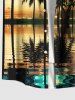 Coconut Tree Sea Reflection Cloud Print Plus Size Matching Hawaii Beach Outfit For Couples -  