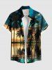 Coconut Tree Sea Reflection Cloud Print Plus Size Matching Hawaii Beach Outfit For Couples -  